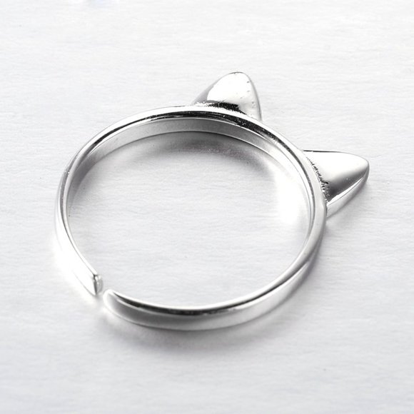 WOW! 2/$25 Cute Cat Ears Modern Adjustable 925 Sterling Silver Ring GIFT Kitten - Picture 2 of 5